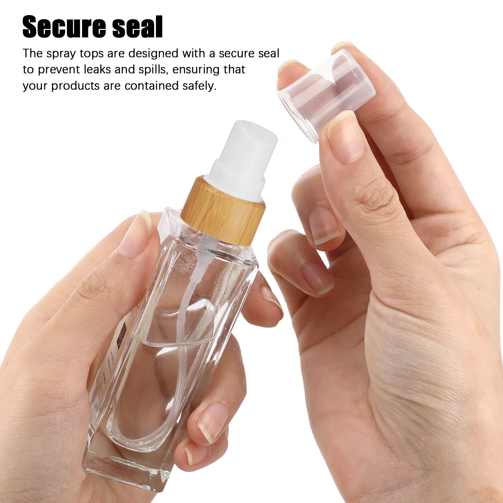 

5Pcs Bamboo Finish Spray Bottle Pump Heads Wide Application Secure Seal Cosmetics Perfume Nozzle Replacement Spray Tops