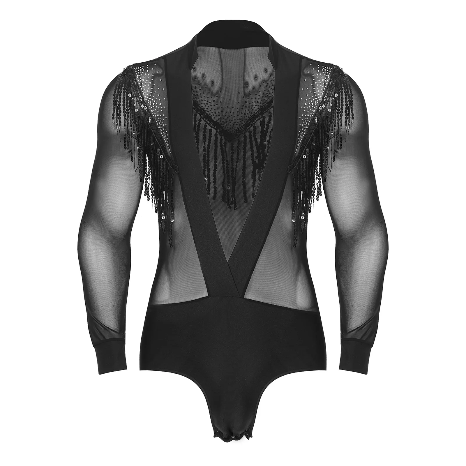 Herren-Overall mit glänzenden Strasssteinen, für Gymnastik, künstlerisch, Eiskunstlauf, Ballett, lateinamerikanischer Tanz, Performance-Kostüm, Reißverschluss, Schritt, Trainingsoverall – Detail 32
