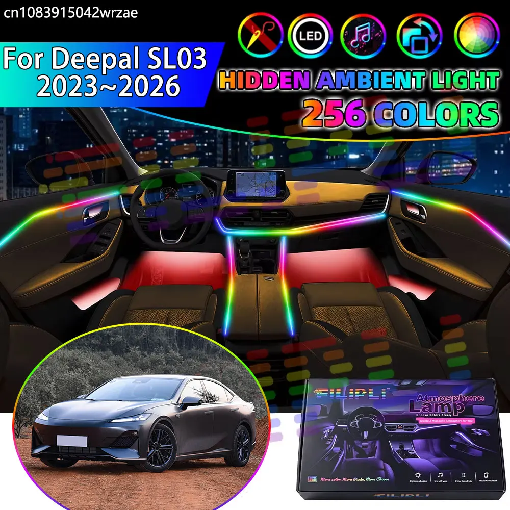 For Deepal SL03 2023~2026 C385 RGB Car Interior Ambient Lights Strips Breathing Lighting Kit App Control LED strips Auto Parts