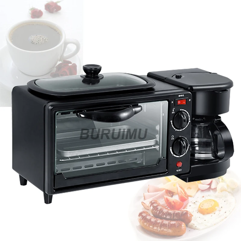 

Electric Oven 3 in 1 Breakfast Making Machine Multifunction Drip Coffee Maker Household Bread Pizza Frying Pan Toaster Sonifer