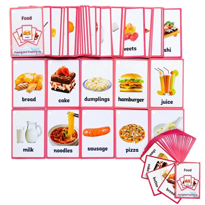Picture Word Flash Cards Set Kids Early Learning Vocabulary Card For Children Language Teaching Classroom K1KF