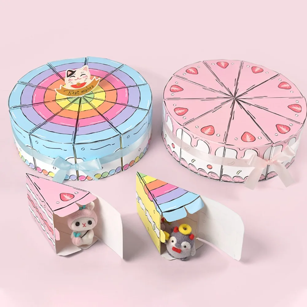 10PCS Eco-friendly Paper Triangular Cake Shaped Gift Box DIY Combination Party Gift Packing Box Cartoon Candy Box Dessert