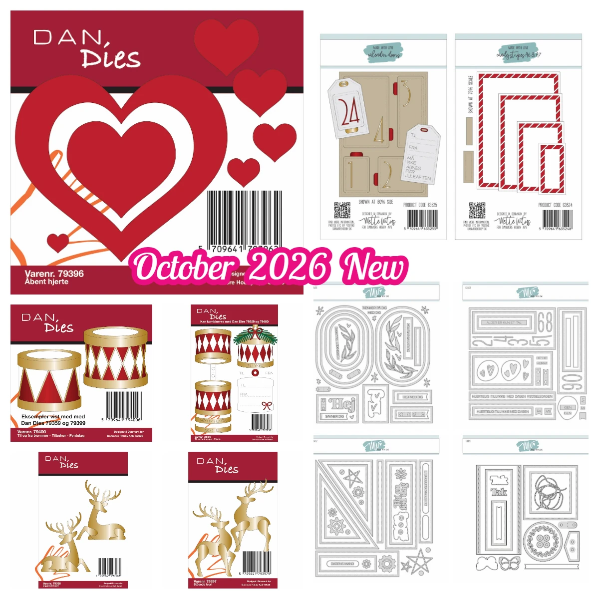 Dan/Mw Metal Cutting Dies Open Heart Elk Drum Number Calendar Doors for DIY Scrapbook Paper Card Making Craft October 2026 New
