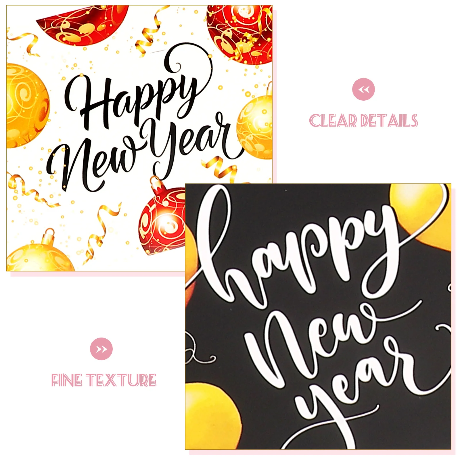 

1 set 1 Set New Year Greeting Happy New Year Message Blessing Cards Festive Party Gift 2024 Paper Cards Decor Envelopes Design
