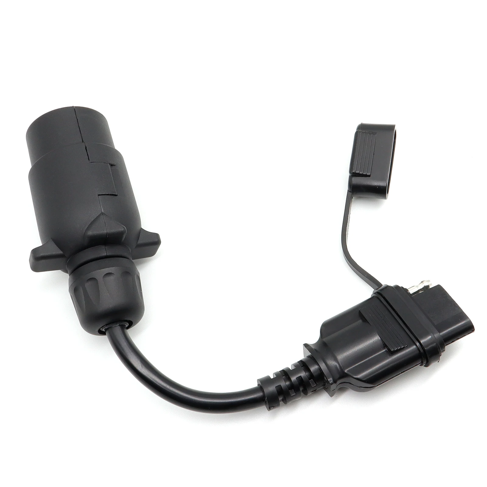 Europe to US Trailer Light Converter EUR 7 Way Round to USA 4 Way Pin Flat Rv Trailer Light Plug Wire Adapter Connector Socket