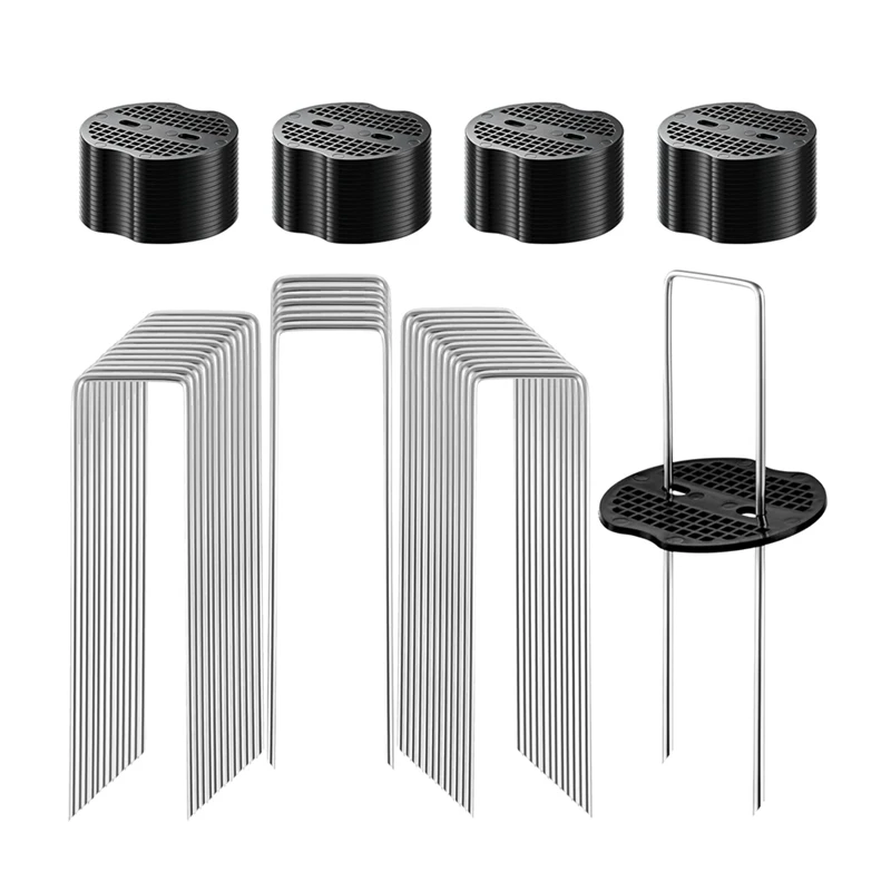 50-150 Set Metal Garden Stakes U-Shape Landscape Staple Ground Nail Fence Film Tents Securing Pegs Sod Pins Gardening Tools