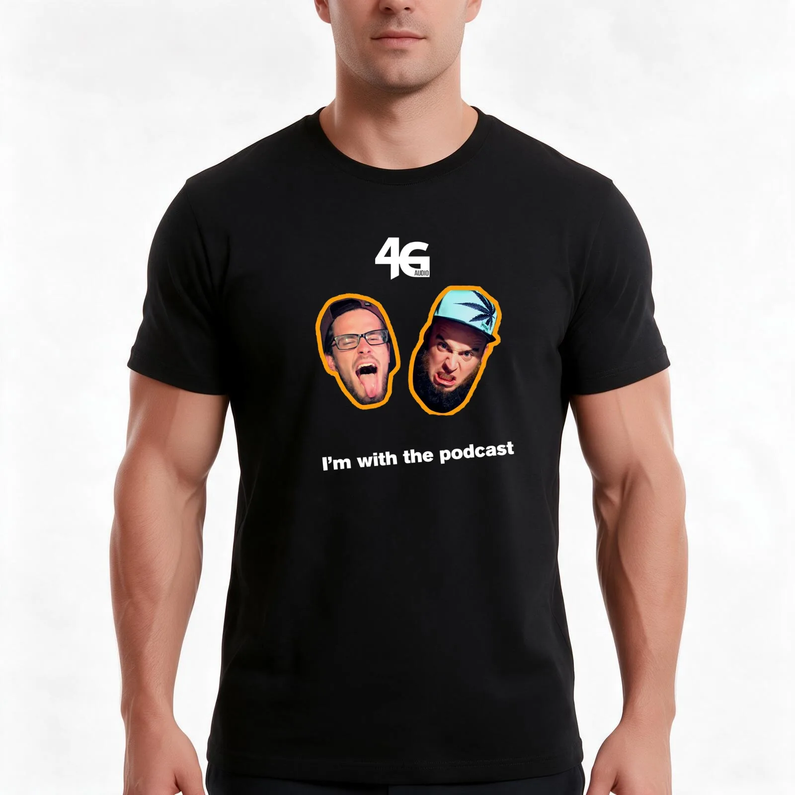 I'm with the podcast T-Shirt, Summer Casual Cotton Tee, Oversized Streetwear Tops, Vintage Graphic Print, Loose Fit Short Sleeve