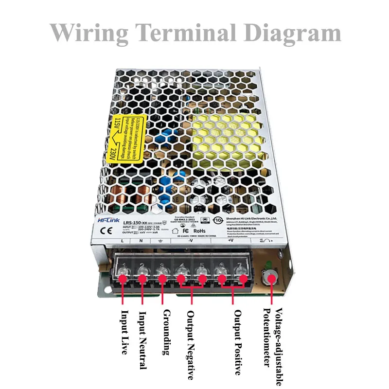 Hi-Link LRS-150-12 LRS-150-24 150W Enclosed AC-DC Power Supply Single Output for Automation Control System