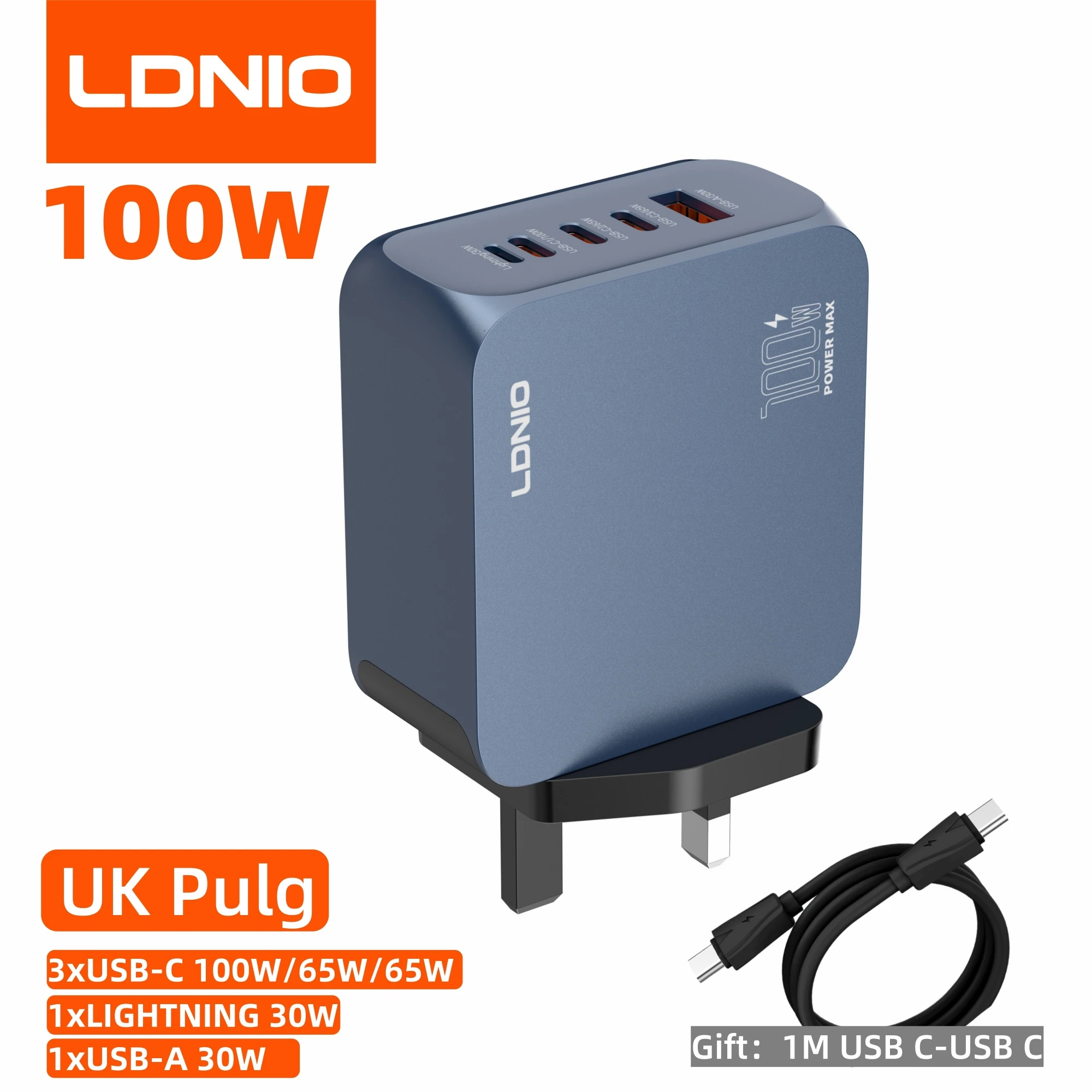 LDNIO Gan 100W snellader Type-C 65W 45W UK EU US Plug USB Multi-Port snellaadstation voor MacBook iPhone Xiaomi