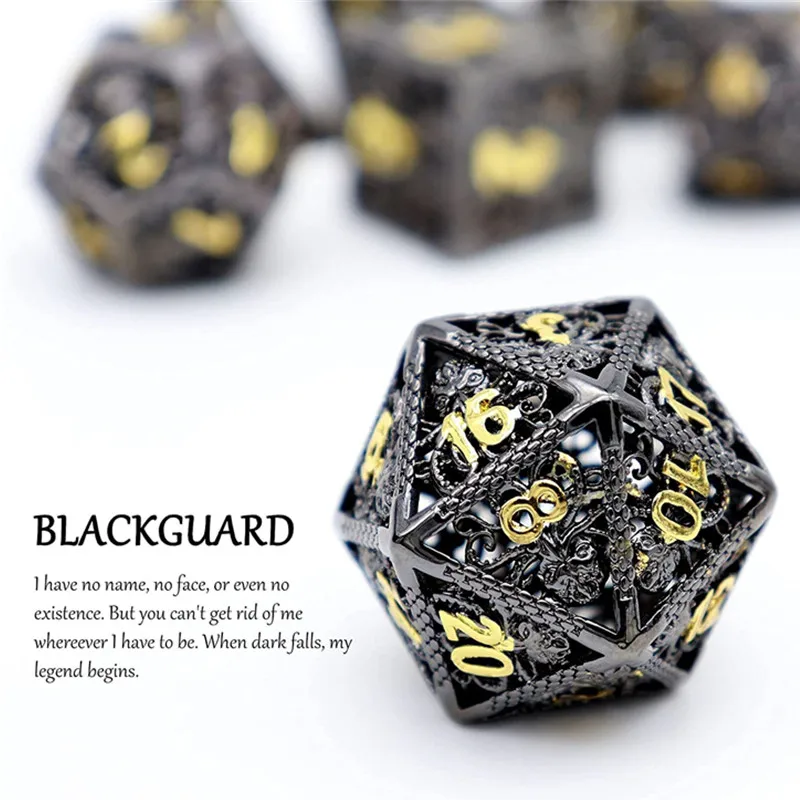 MINI PLANET Hollow Metal Dice Set DND Octopus Polyhedron Dice RPG Board Game Pathfinder Metal Dice D4 D6 D8 D0 D% D12 D20 Dice