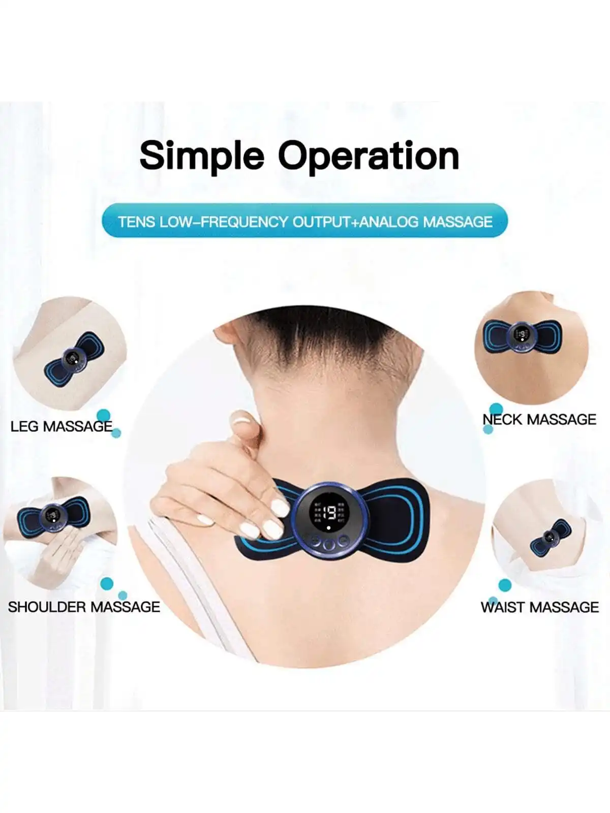 2026, LCD Display EMS Neck Massage Electric Massager Cervical Neck Back Patch 8 Mode Pulse Muscle Stimulator Portable Rechargeab