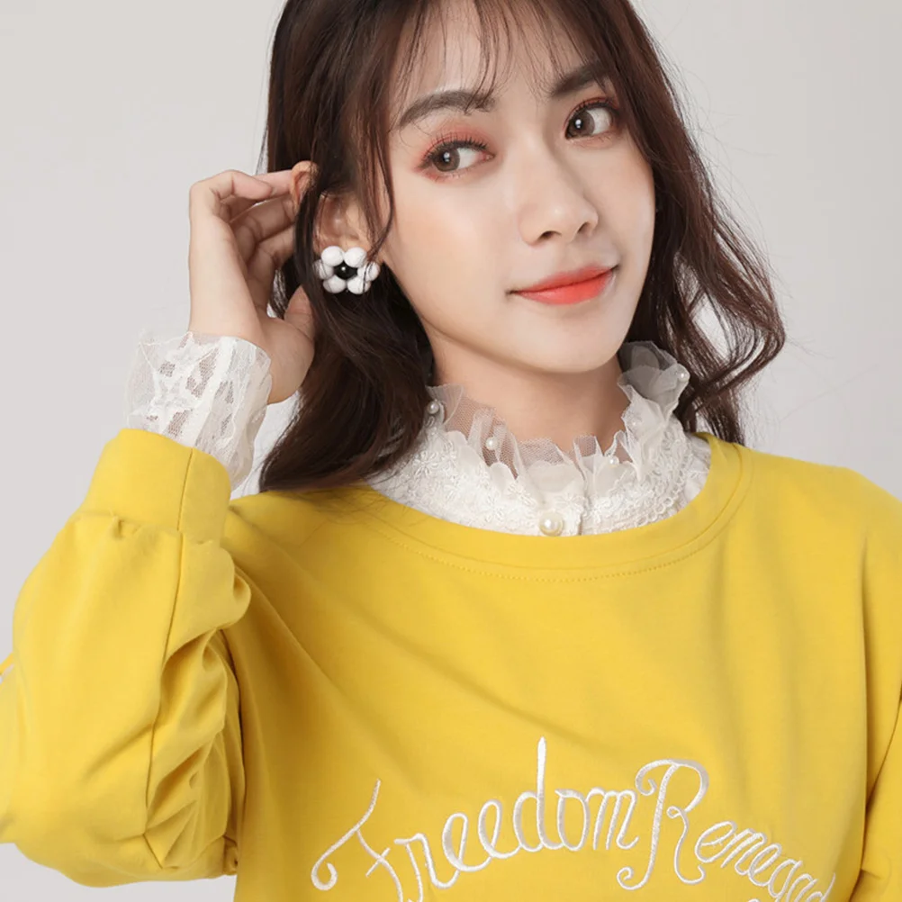 الشيفون الكشكشة St طوق انفصال كاذبة قميص التبعي المرأة الزخرفية برقبة سترة هوديي خفيفة الوزن التنفس