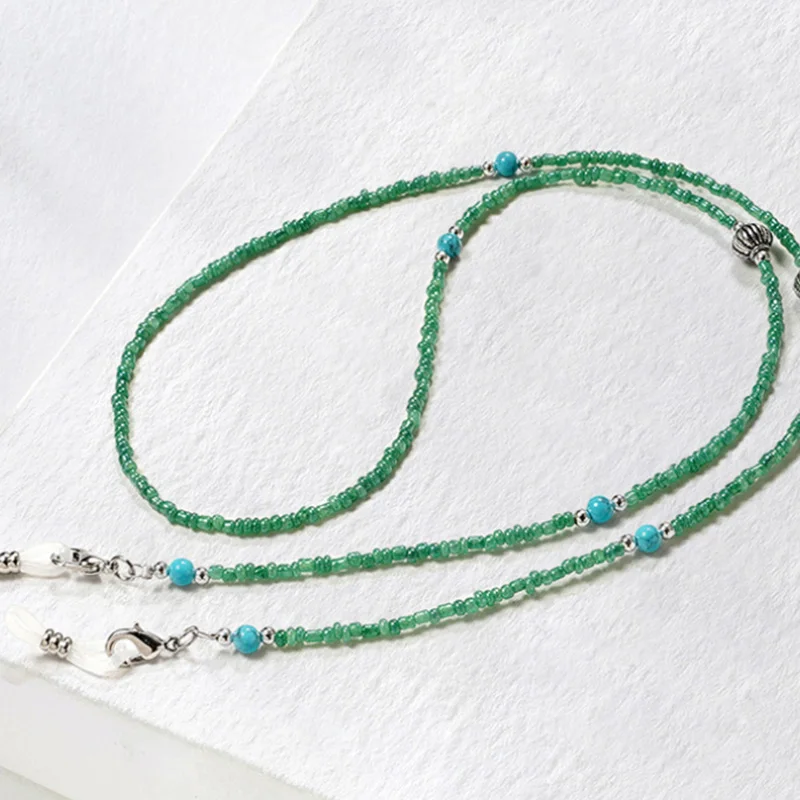 Withyoo | Blue Turquoise Glasses Chain Fashion Men Women Lantern Bead Vintage Mask Chain Korean Fashion New