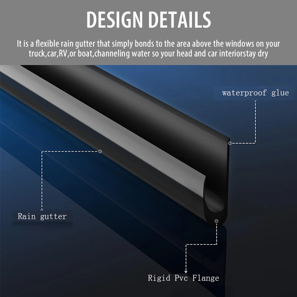 4.9m/16ft Gomma Impermeabile Striscia di Tenuta Caravan Camper Camper Per Furgoni Auto RV Grondaia Protezione Antipioggia Drip Stop Rv Camper