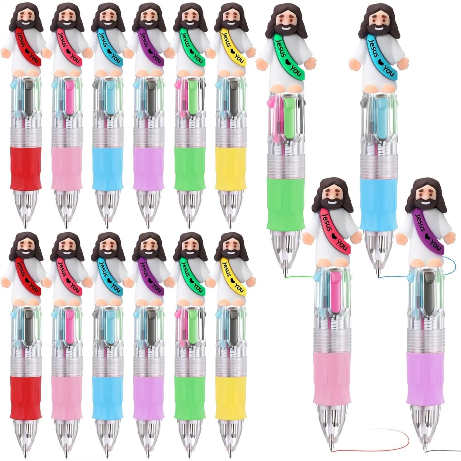

12pcs Funny Multi-Color Pens with Jesus for Church Party Rewards