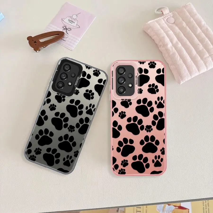 Phone Cover Case for Samsung Galaxy A54 A17 A52 A12 A32 A36 A16 A34 A13 A25 A73 A14 A56 A72 A23 A71 Black White Paw