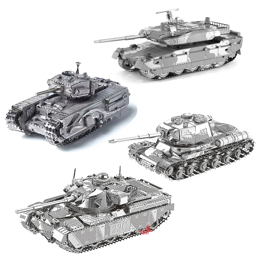 

3D Metal Puzzle DIY Handmade Type-10 JS-2 Chieftain MK50 Churchill Tank Military Tank Assembly Model Jigsaw Puzzle Toys