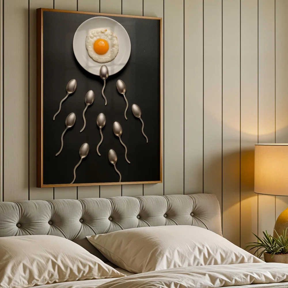 Spoons with a Mission Playful Breakfast Humor Humorous Kitchen Canvas Print Painting Conceptual Food Art Unique Room Wall Decor