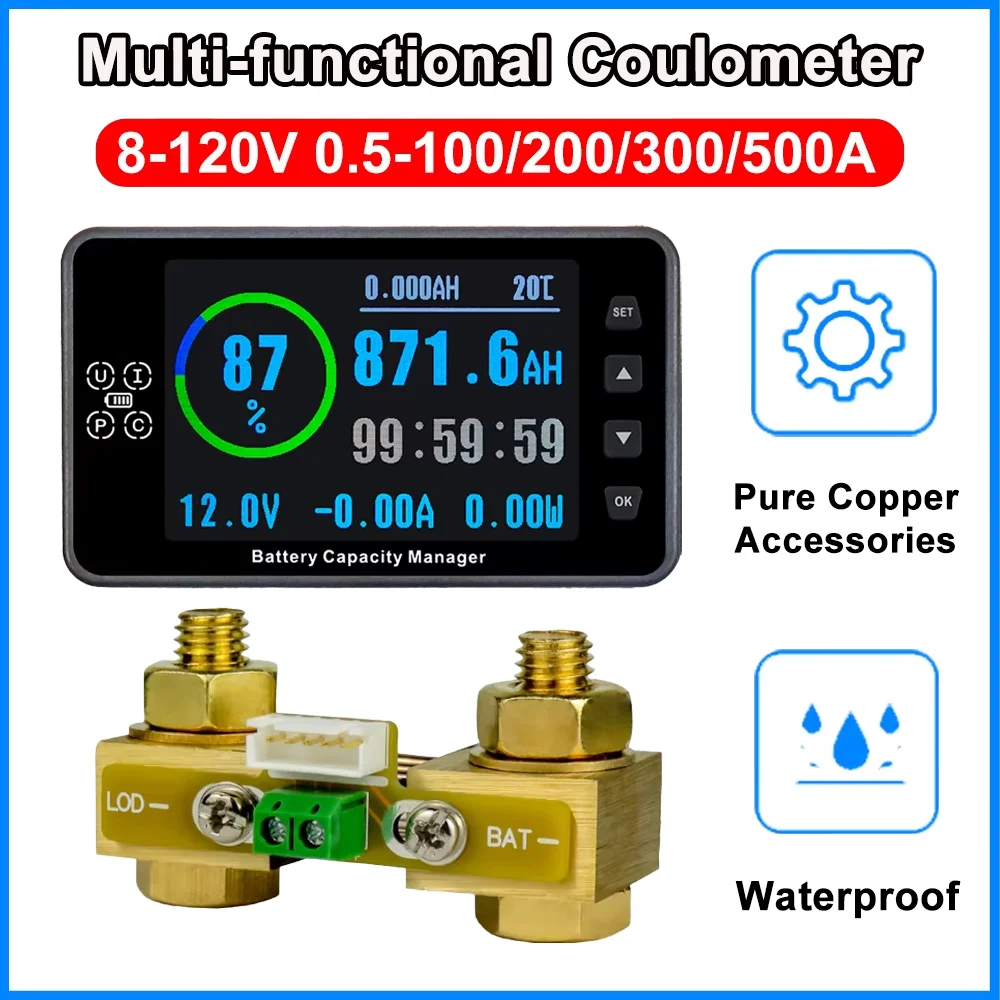 

VA9910 Кулонометр Многофункциональный тестер емкости аккумулятора Вольтметр Амперметр Детектор батареи 8-120 В 3,5-дюймовый переключатель с основанием