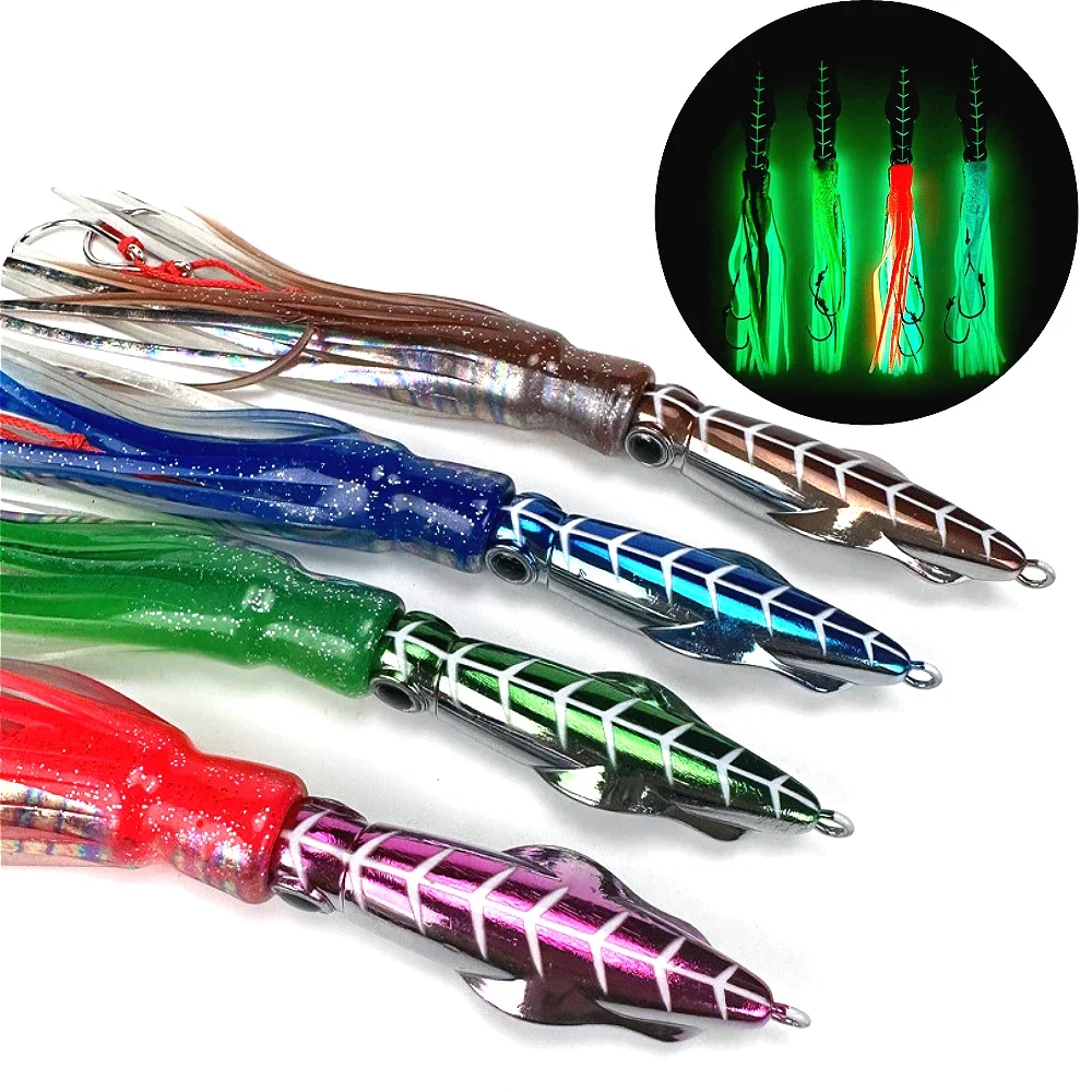 

Sea Fishing Jigs Artificial Octopus Bait Squid Lures Cuttlefish Slow Jigging Offshore Big Fish Baits Metal Pitch 200g 26cm