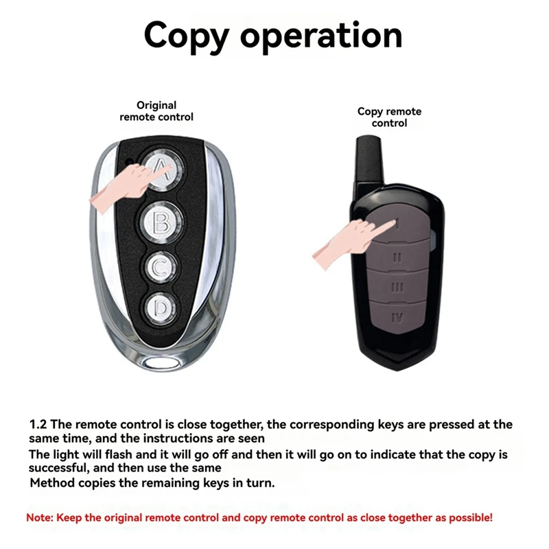 433Mhz Garage Door Remote Control Wireless Mini 4-Key Copy Clone Remote Control For Cars, Garage Doors