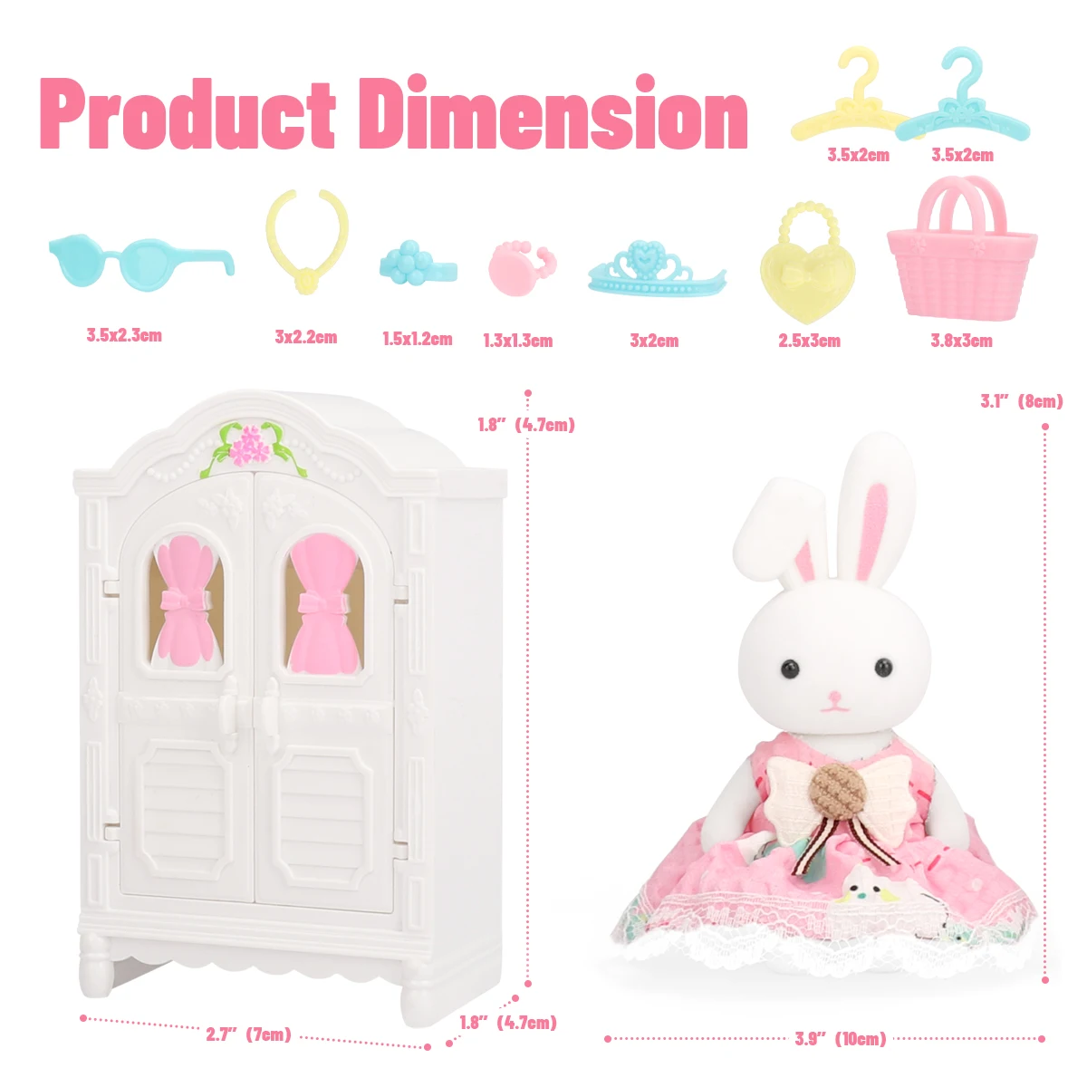 Pretend Toy Princess Castle Wardrobe Rabbit Toys Girls Pretend Play House Role-Play Kids Accessories
