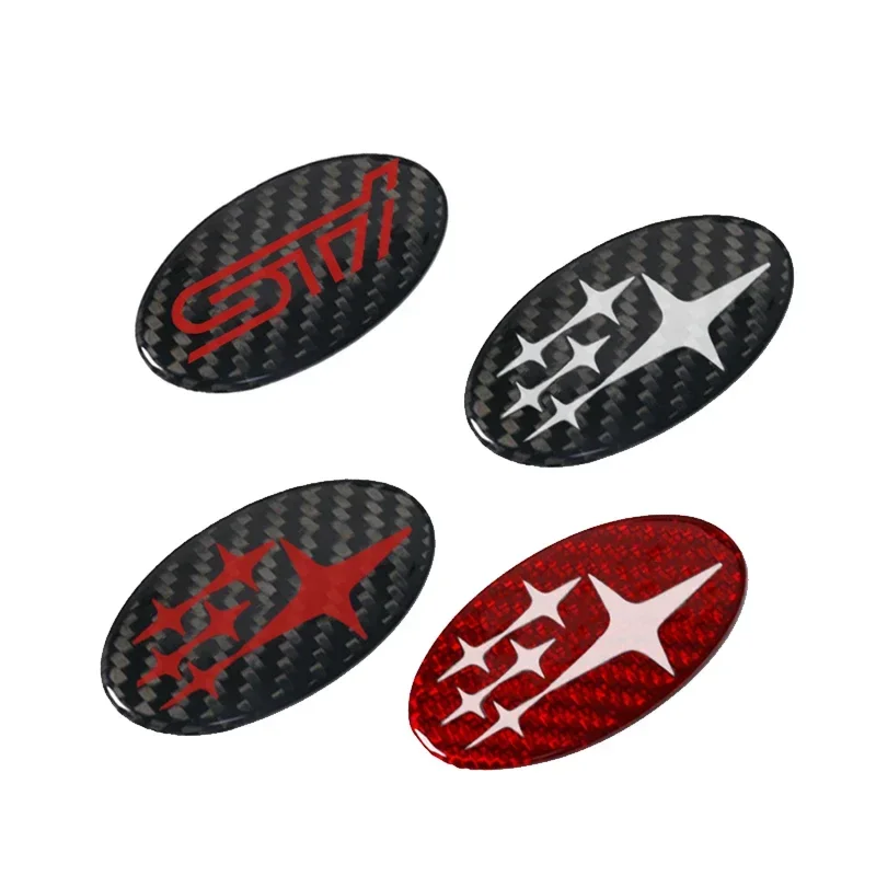 58x28mm Carbon Fiber Car Steering Wheel Logo Emblem Sticker for Subaru Forester XV Outback Impreza Legacy STI WRX BRZ Tribeca