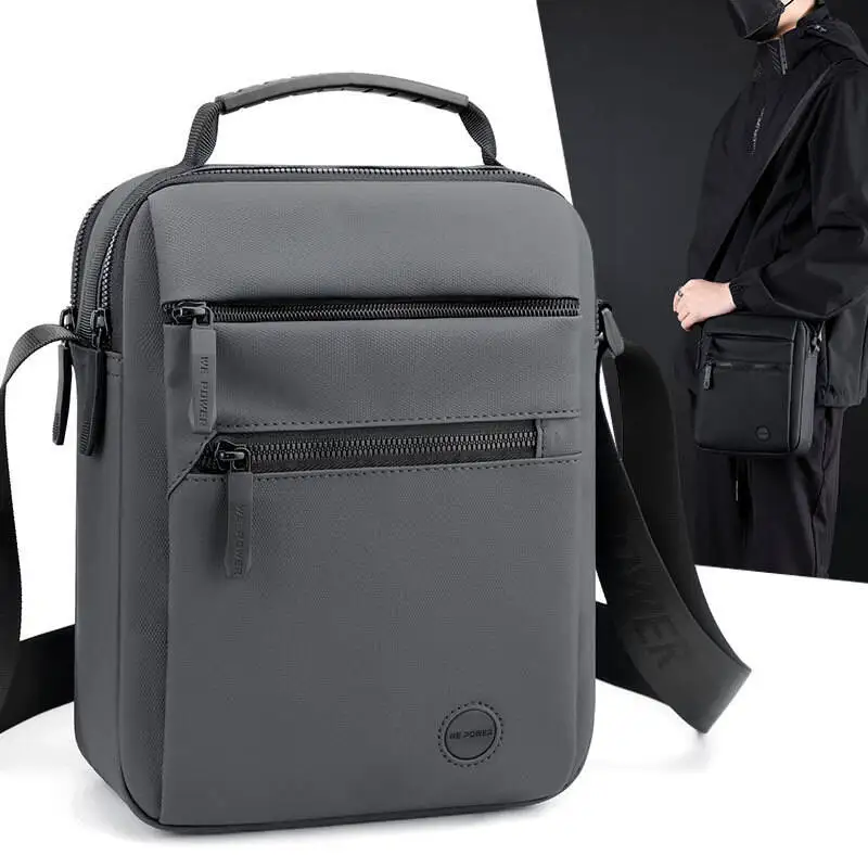 New Casual Single Shoulder Crossbody Water-Resistant Leather Film Men's Large Capacity Briefcase Messenger Bag Everyday Use