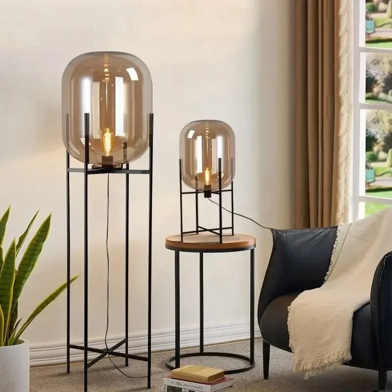 Modern glass decorative floor lamp: glass sphere retro standing lamp