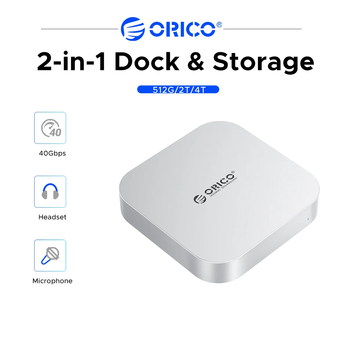 ORICO 40Gbps Docking Station Built-in 512GB M.2 NVMe PSSD Multi Port USB C Hub SSD Enclosure For Mac Mini Laptop