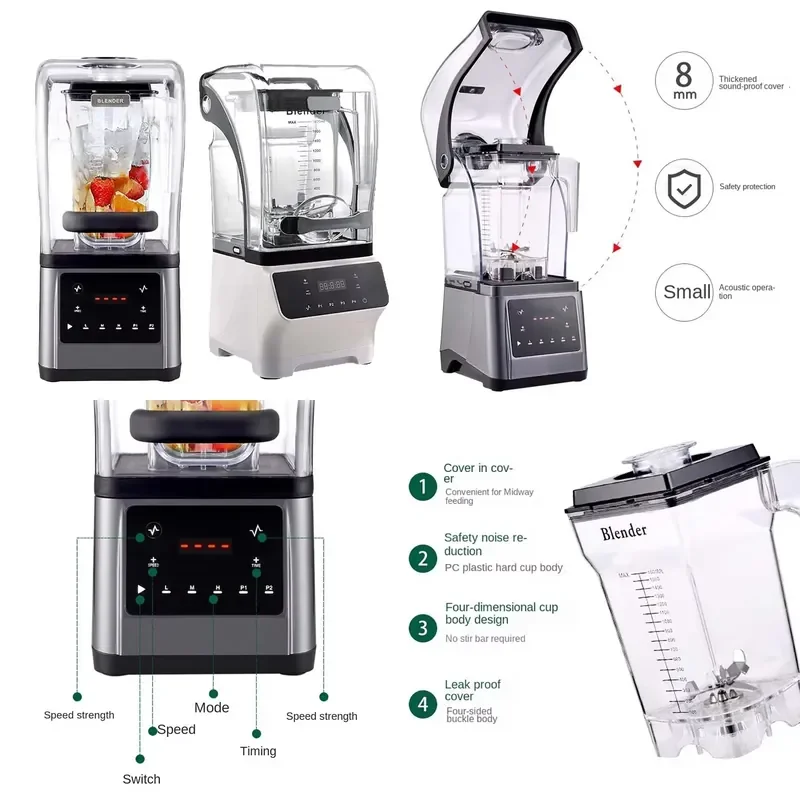 2026 Commercial Heavy Mechanical Blender Juicer Smoothie Machine Multi-Purpose Food Processor Blades High Power
