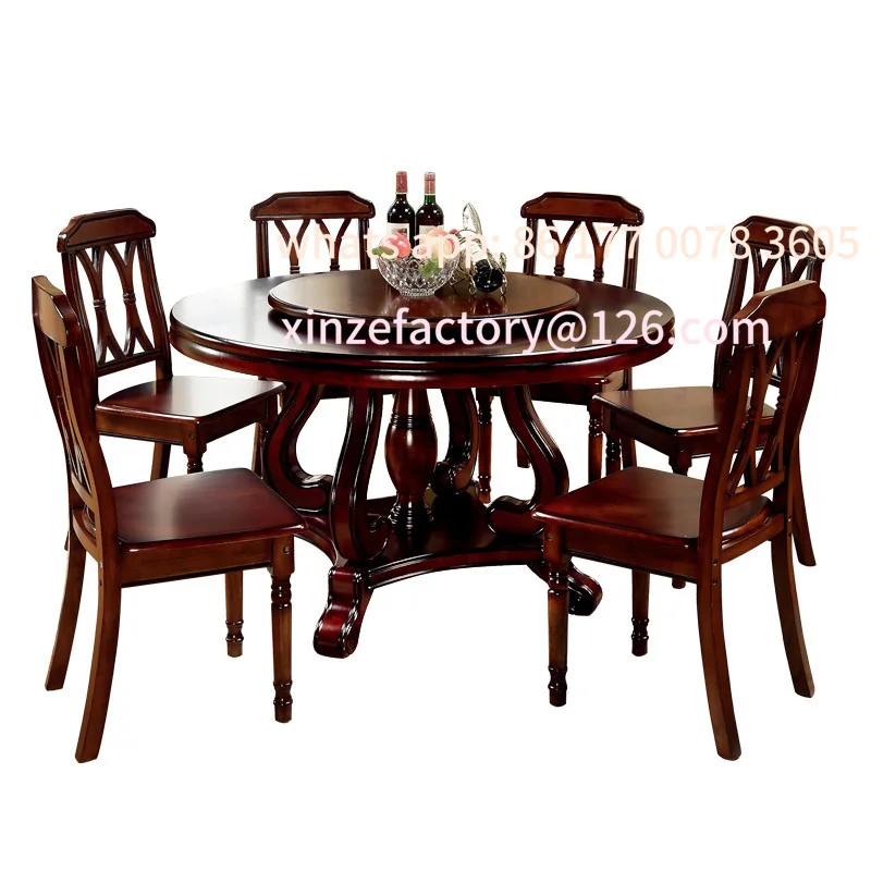 

Customizable light luxury all solid wood dining table and chairs simple home living room retro dining table American rural solid