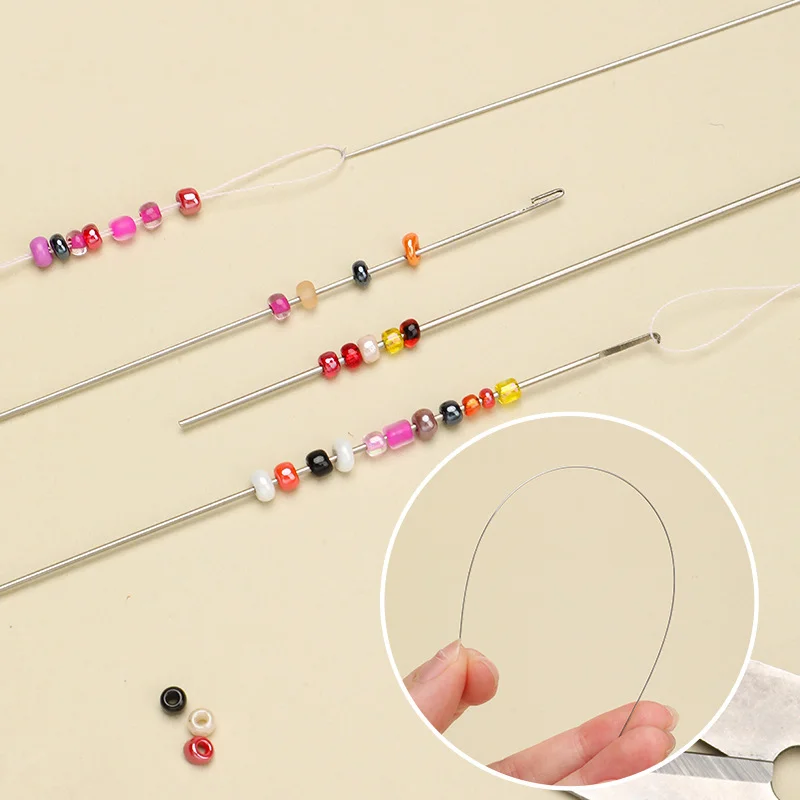 5Pcs 4-9mm Superfine Bead Needles With Side Openings DIY Handmade Long String Cord Jewelry Making Tools