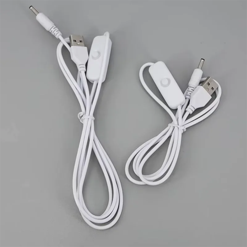 1m 1.5m USB Male to DC 3.5x1.35mm 5V Power Supply Wire with 501 Switch Control Button ON OFF for LED Desk Lamp Power Cord