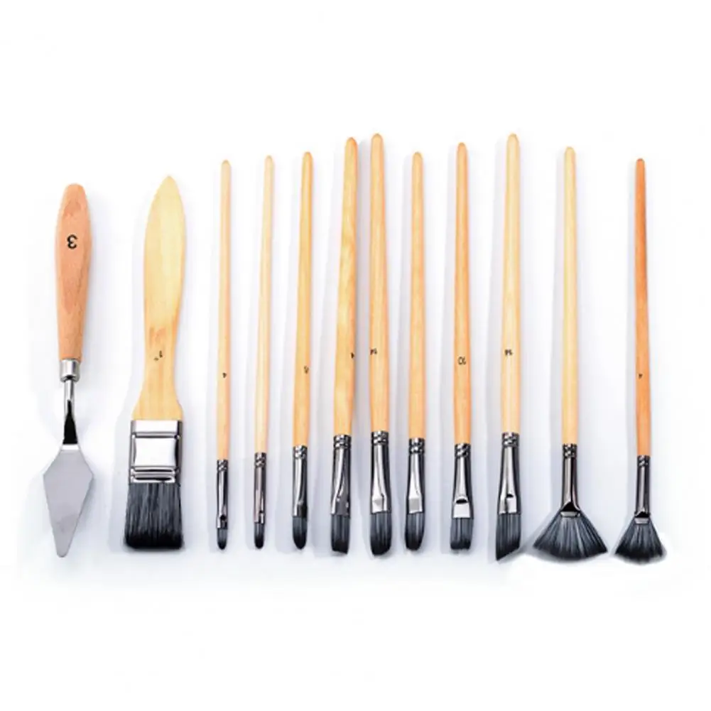 Paint Brush Set Nylon Bristle Soft Nylon Paintbrushes Watercolor Acrylic Paint Brush Set with Nylon Bristles Storage Bag Travel