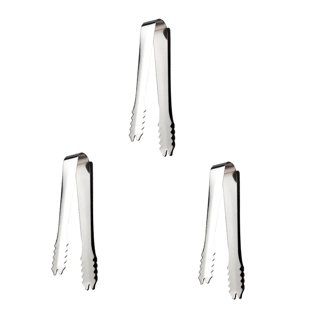 

3 PCS Ice Cube Tongs Bottle Cooler Shelf Stainless Steel Cubes Buckets Silicone Tray