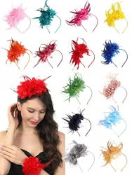 1pc Feather Fascinators Flower Headpiece Tea Party Wedding Cocktail Headband Halloween