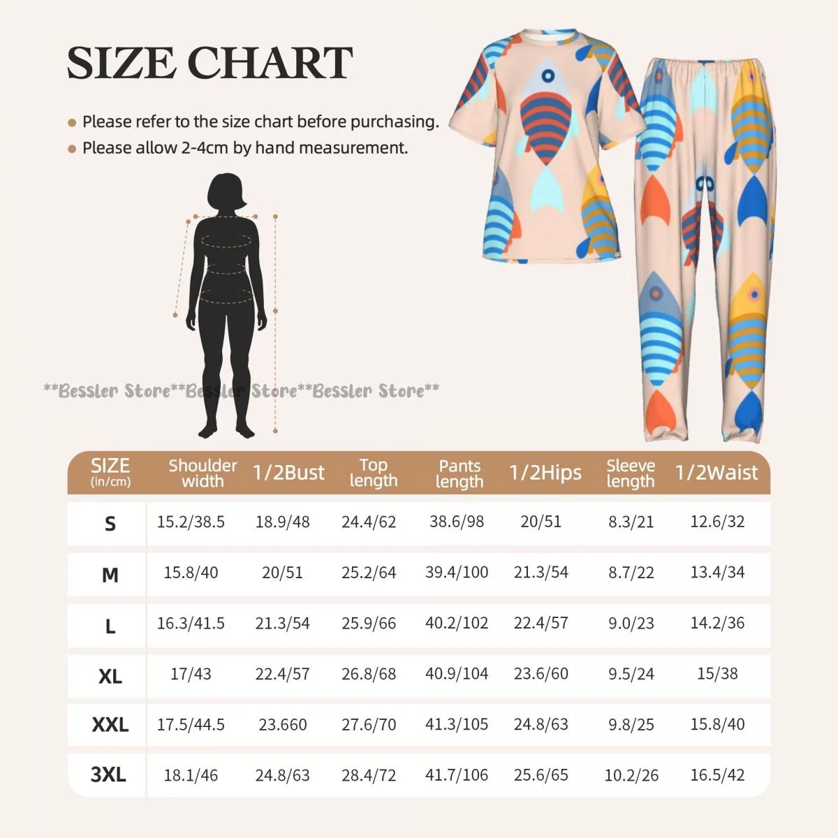 Women Pajama Sets Lounge Sleepwear Fish Bright Background Short Sleeve Nightwear view 6