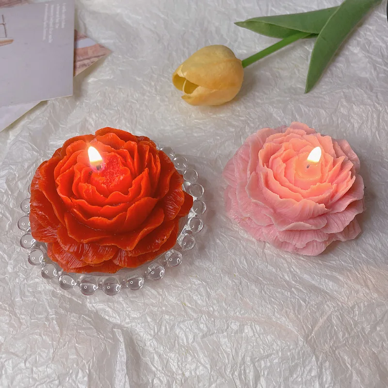 Colorful Peony Couple Low Temperature Candle Valentine\'s Day Atmosphere Candle 3D Wedding Romantic Adult Decoration Candle