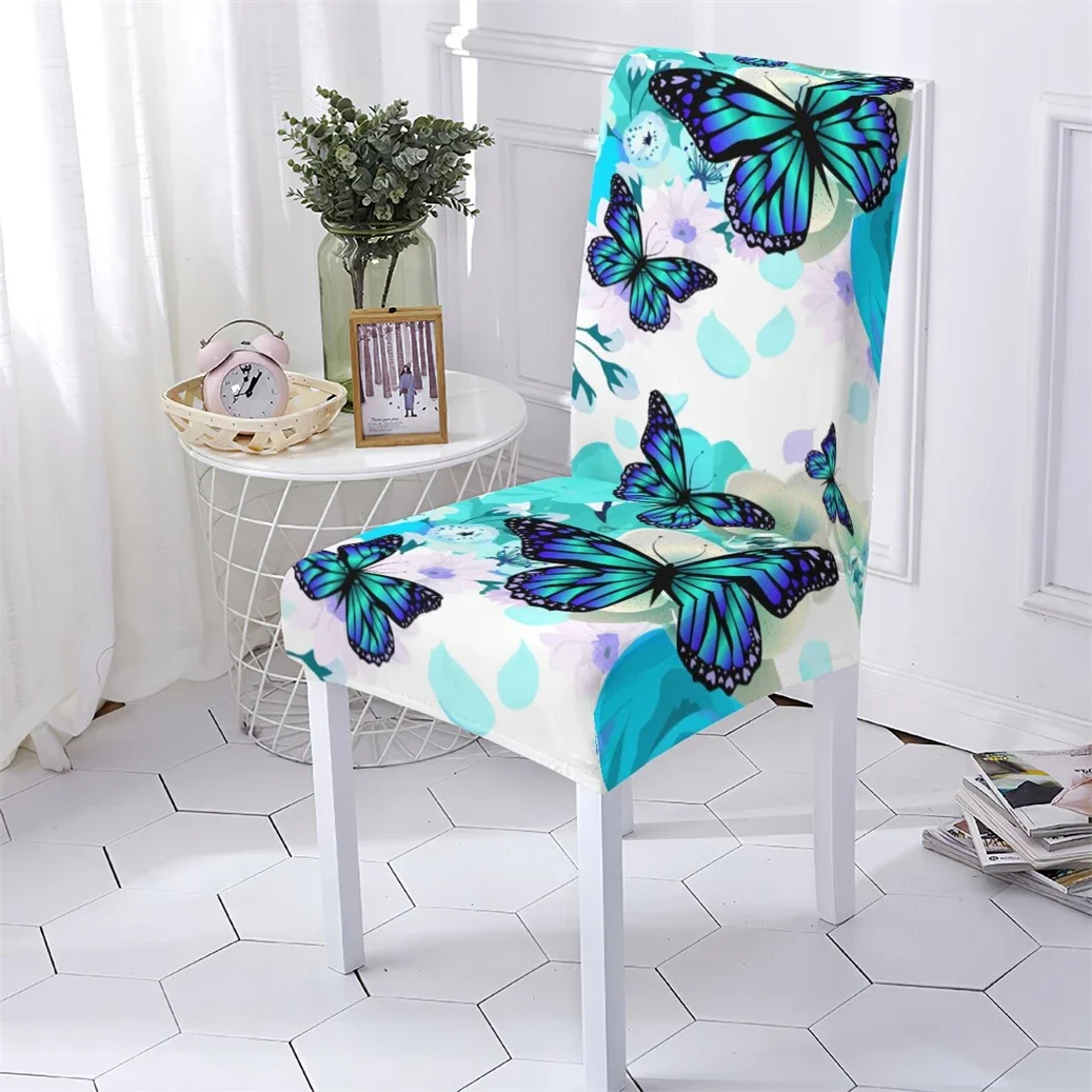 Animal Style Chair Cover Elastic Chairs Covers For Dining Chiars Covers Cartoon Butterfly Pattern Cover Of Chair Home Stuhlbezug
