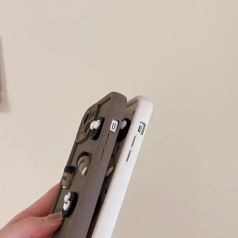 3D DIY Coffee Phone Casing For Samsung S25 S24 S22 S23 S21 Ultra Plus S24 FE S25+ A15 A25 A05S  Case Heart  Soft Matte Cover - náhled 6