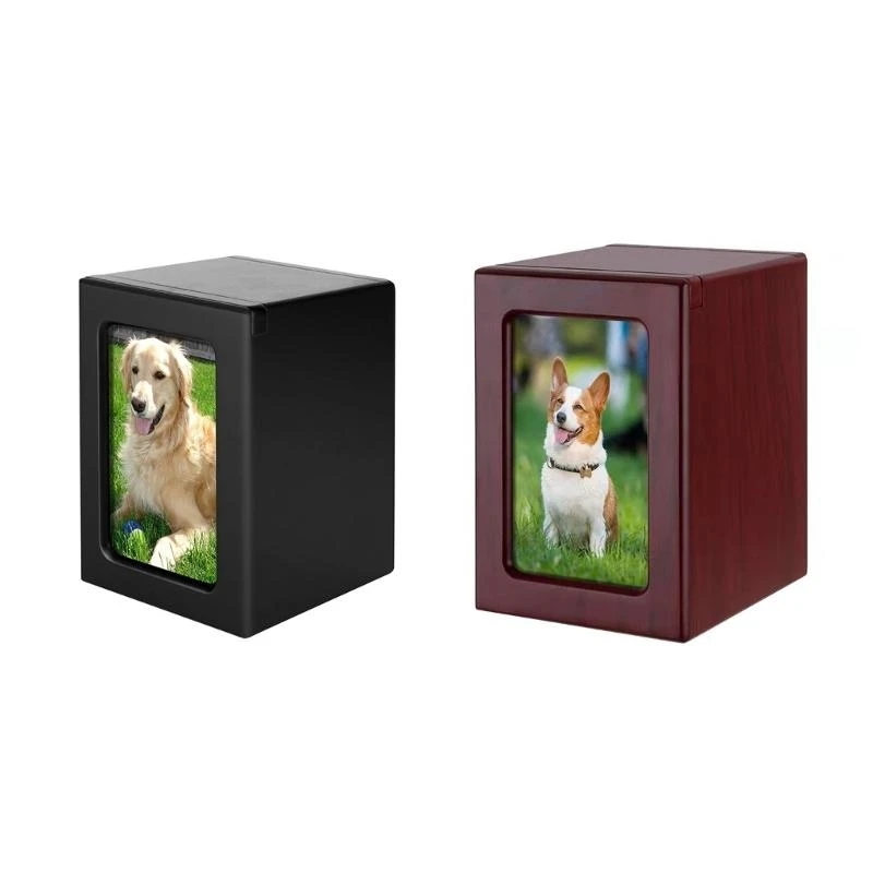 Urn Pet Memorial Urns for Cats Ashes Solid Memorial Pet Ashes Pet Memorial Box with Photo Frame for Indoor