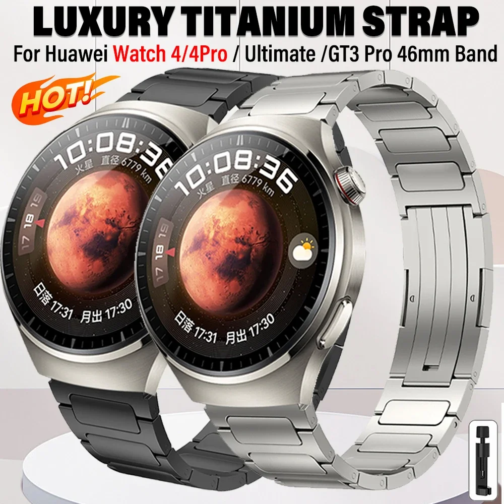 

Ремешок титановый для Huawei Watch 4 4PRO Ultimate GT 2/2e 3pro 46 мм, роскошный металлический мужской браслет для Samsung Gear S3 45 мм, 22 мм