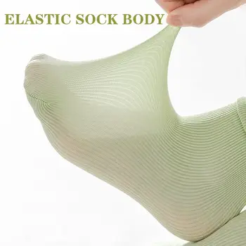 5雙裝女用冰薄寬鬆中筒襪夏季紫色過膝尼龍襪日系學院風純色 10 最佳銷售 女士薄襪子 - №2