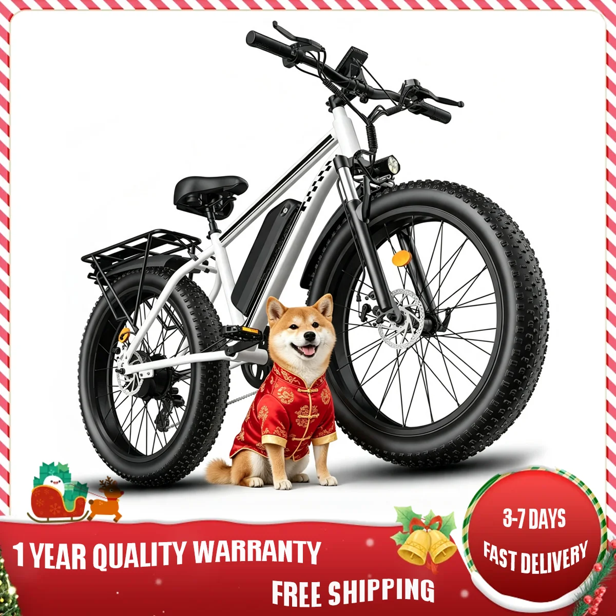 OBX 1000W Electric Bike 48V 15Ah Battery 26x4.0 Fat Tire 7-Speed E-Bike with Dual Disc Brake System Removable Power up to 31MPH