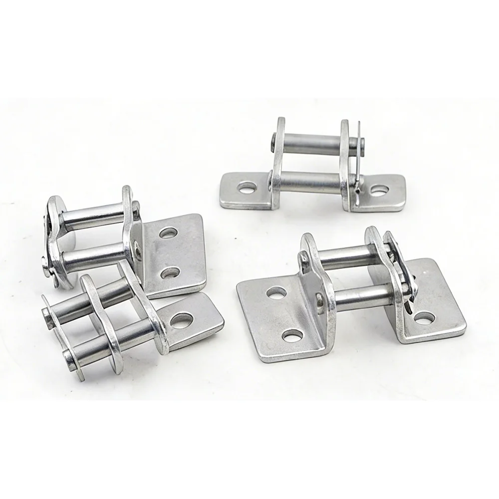 Corrosion Resistant 304 SS Bent Plate Chain Connector Single-Side Single-Hole/Double-Side Double-Hole Fit 06B-20A Roller Chain