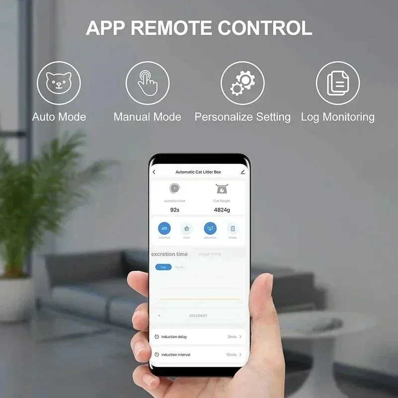 Imagem -02 - Caixa Automática Inteligente para Gatos Tamanho Grande Auto Limpeza Versões Inglesas Controle de Aplicativos Gatos
