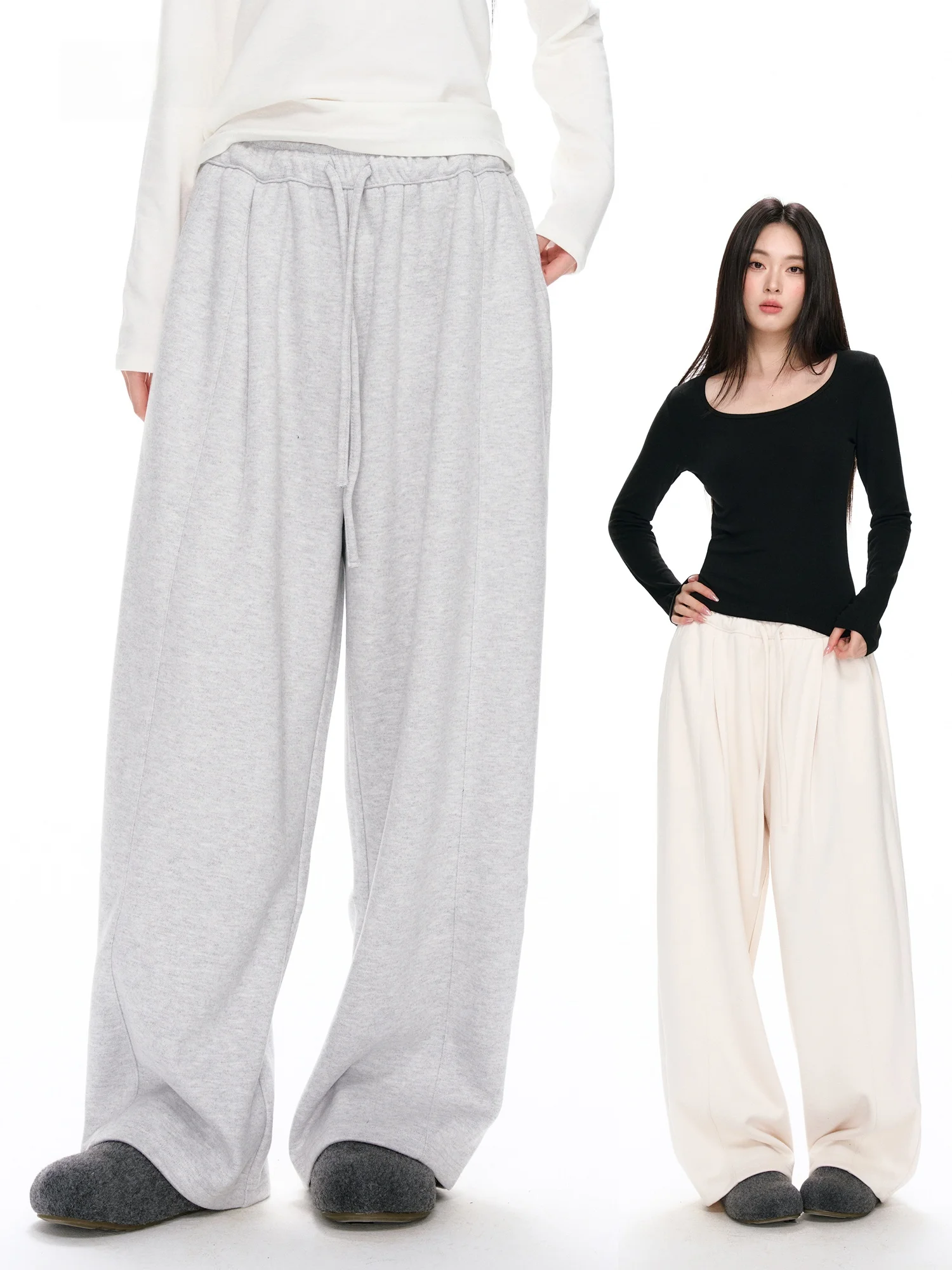 

Женские широкие спортивные брюки Nikoq Thiened Dstring на осень-зиму, повседневные, удлиненные, до пола