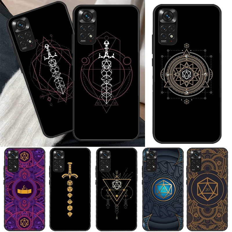 Magical Polyhedral D20 Dice Case For Xiaomi Redmi Note 11 Pro 8 9 11S 10S 9S Note 10 Pro Cover For Redmi 10 10C 9A 9C