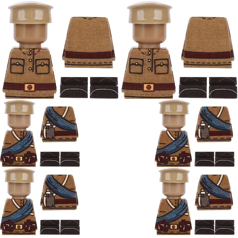 WW2 Soldato Militare Parti Stampate Building Block Tedesco Britannico Sovietico Esercito USA Figure Abbigliamento Adesivo Mattoni Mini Giocattoli FAI DA TE
